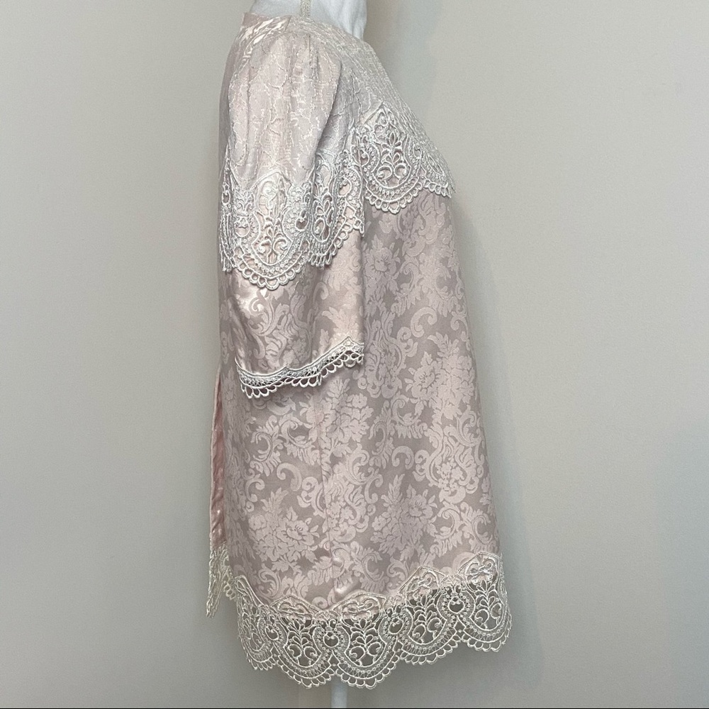 Scott McClintock Vintage Top Plus Size Victorian Puff Sleeve Pink Lace Top - Picture 8 of 14